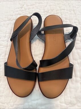 Cynthia Rowley Black Leather Strap Sandals